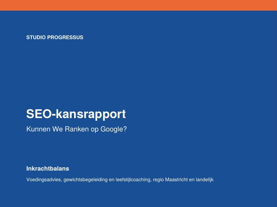 Pagina uit het voorbeeldrapport: De voorpagina